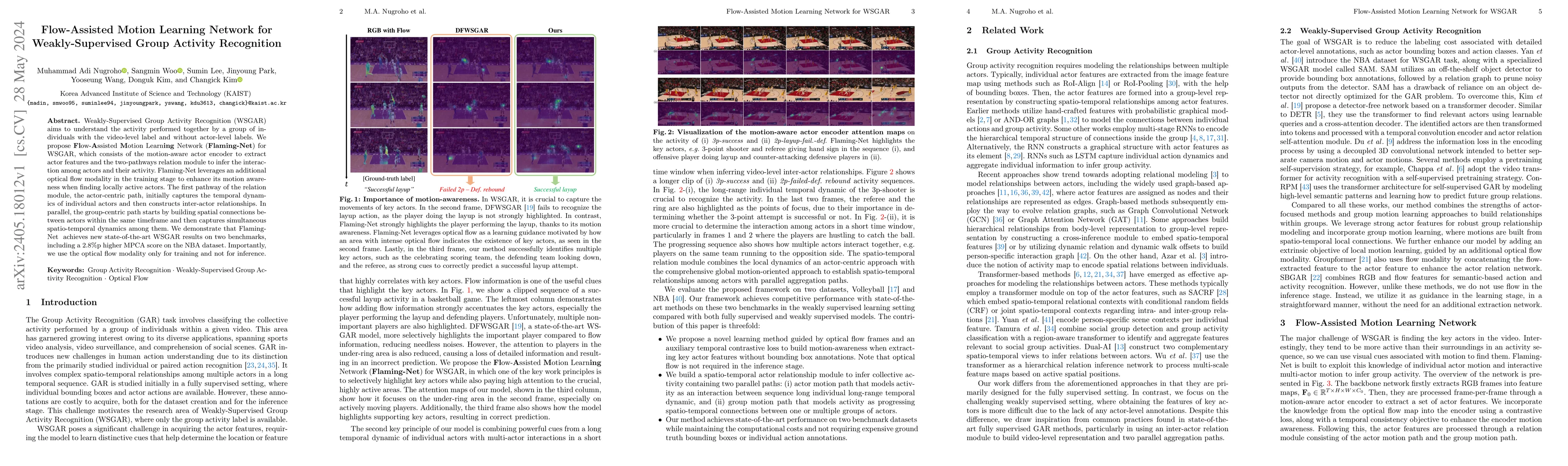 Thumbnail for Flow-Assisted Motion Learning Network for Weakly-Supervised Group
  Activity Recognition