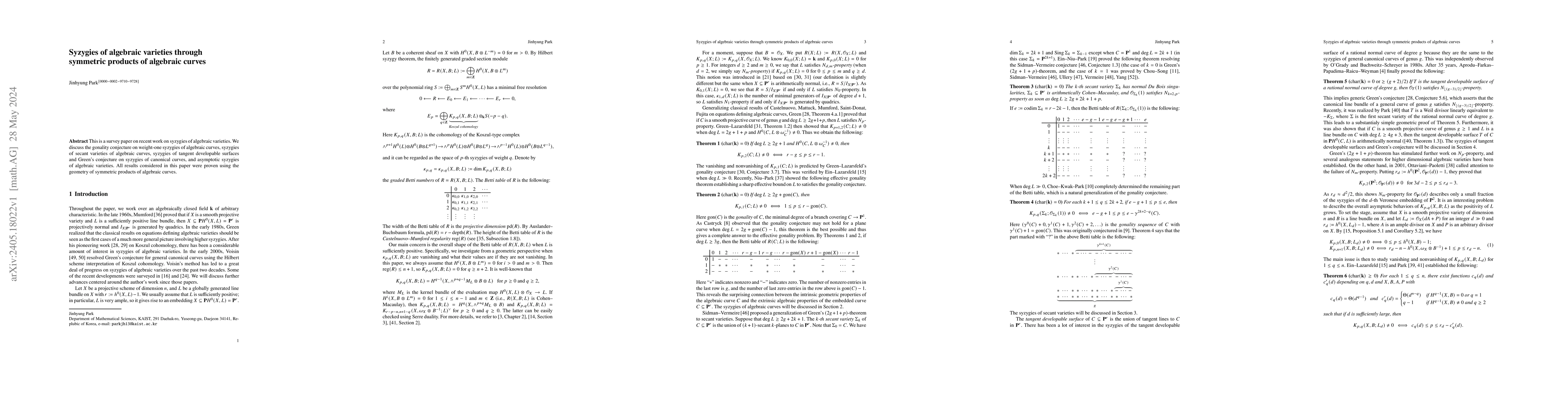 Thumbnail for Syzygies of algebraic varieties through symmetric products of algebraic
  curves