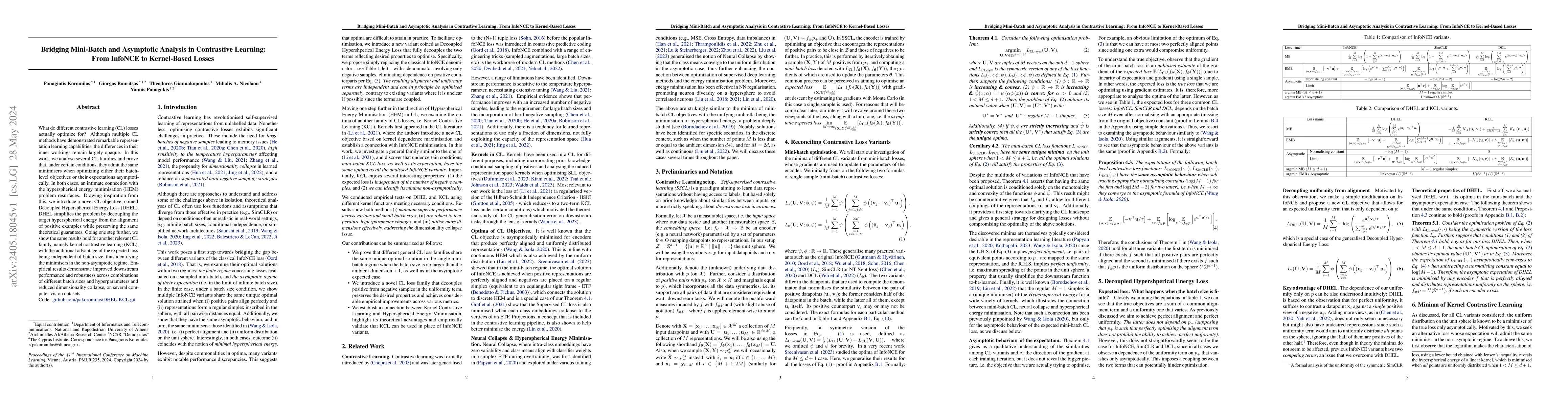 Thumbnail for Bridging Mini-Batch and Asymptotic Analysis in Contrastive Learning:
  From InfoNCE to Kernel-Based Losses