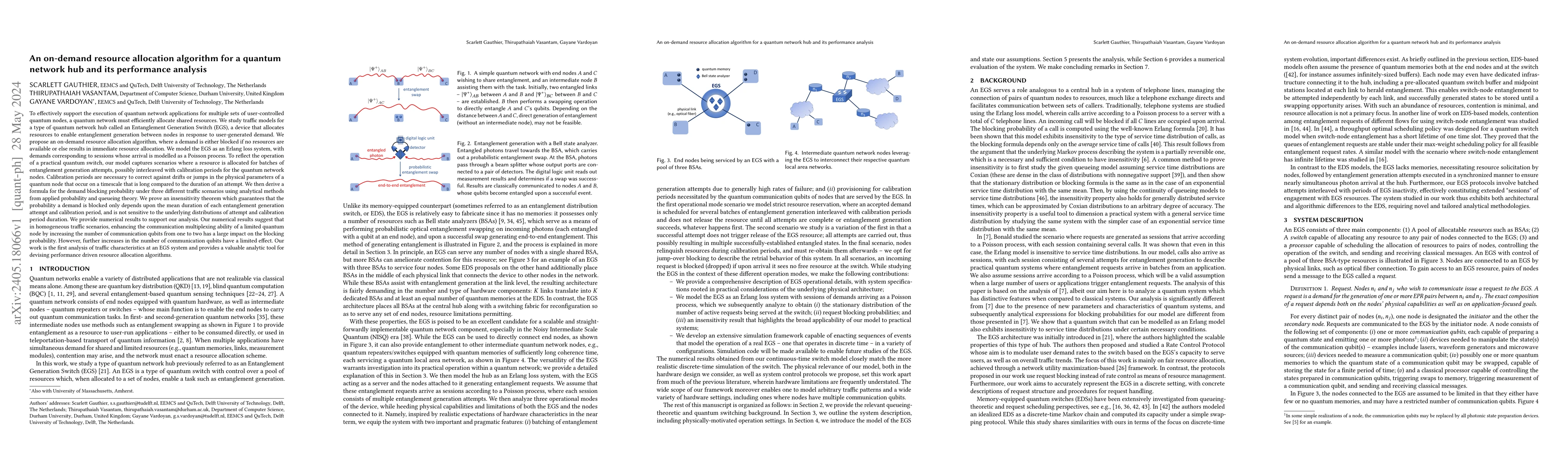 Thumbnail for An on-demand resource allocation algorithm for a quantum network hub and
  its performance analysis
