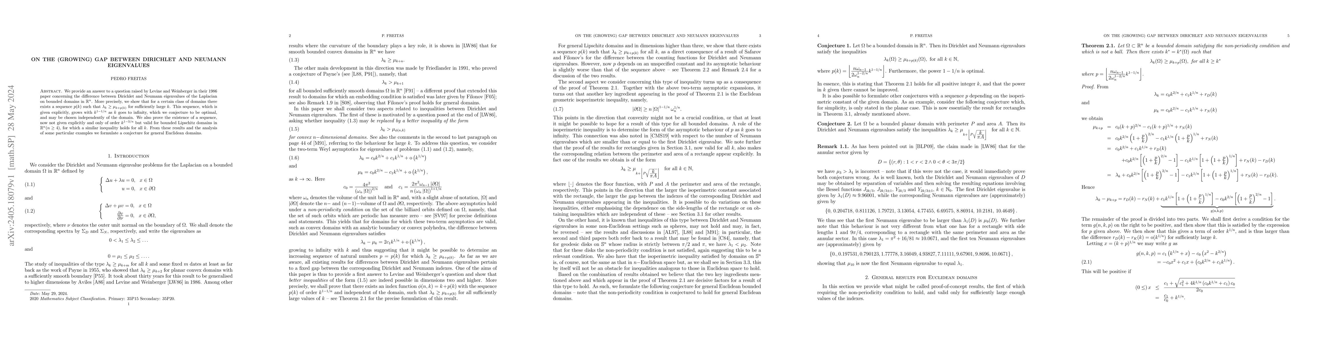 Thumbnail for On the (growing) gap between Dirichlet and Neumann eigenvalues