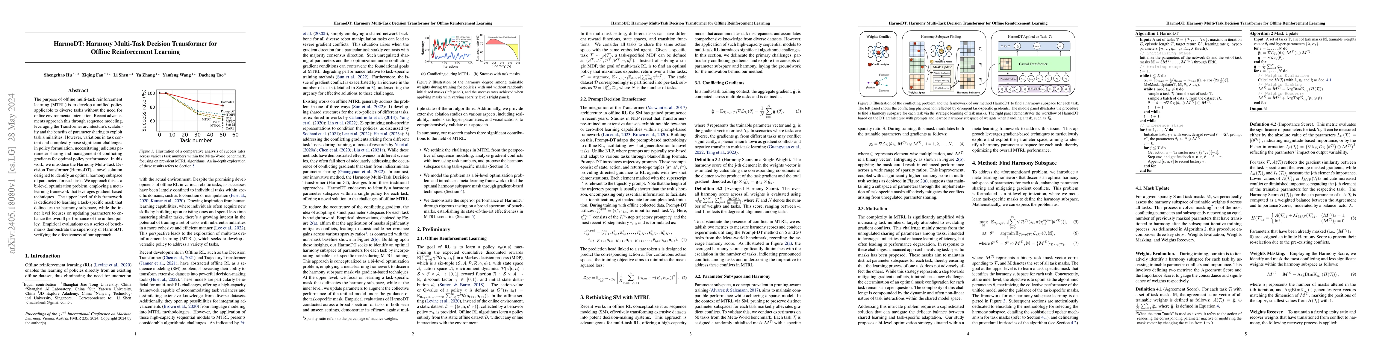 Thumbnail for HarmoDT: Harmony Multi-Task Decision Transformer for Offline
  Reinforcement Learning