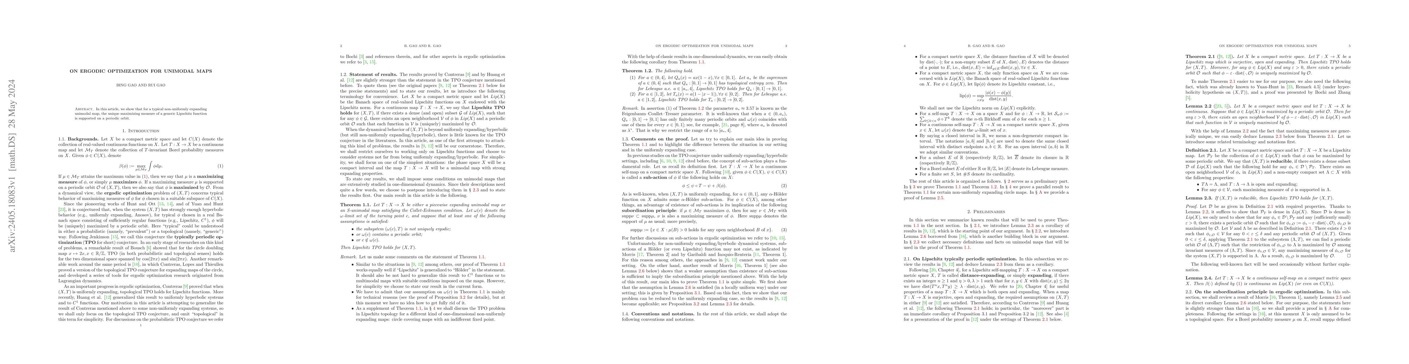 Thumbnail for On ergodic optimization for unimodal maps