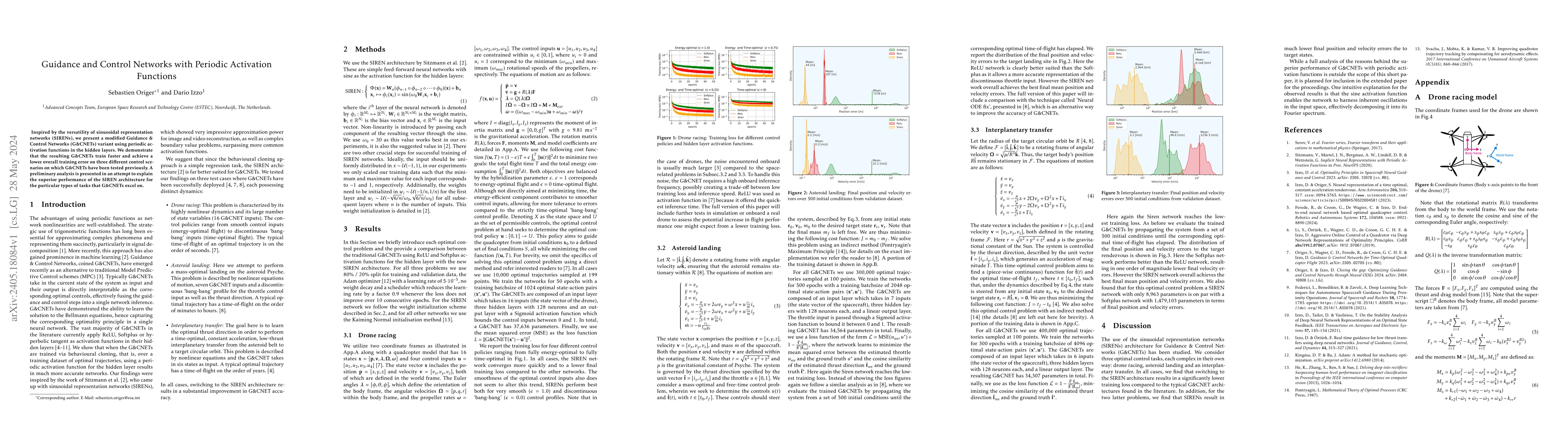 Thumbnail for Guidance and Control Networks with Periodic Activation Functions