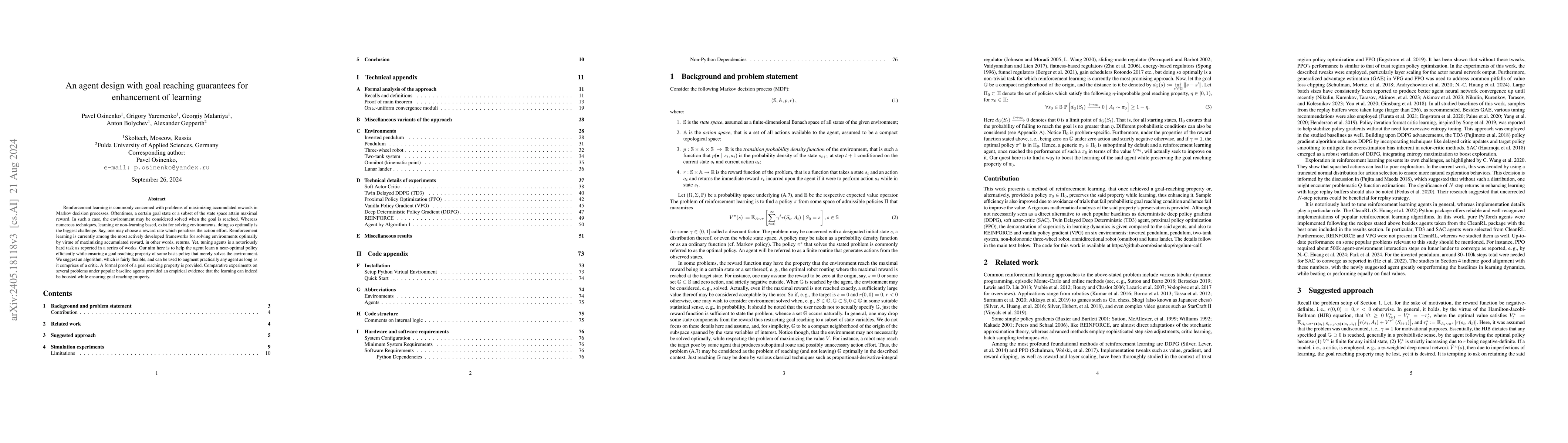 Thumbnail for An approach to improve agent learning via guaranteeing goal reaching in
  all episodes