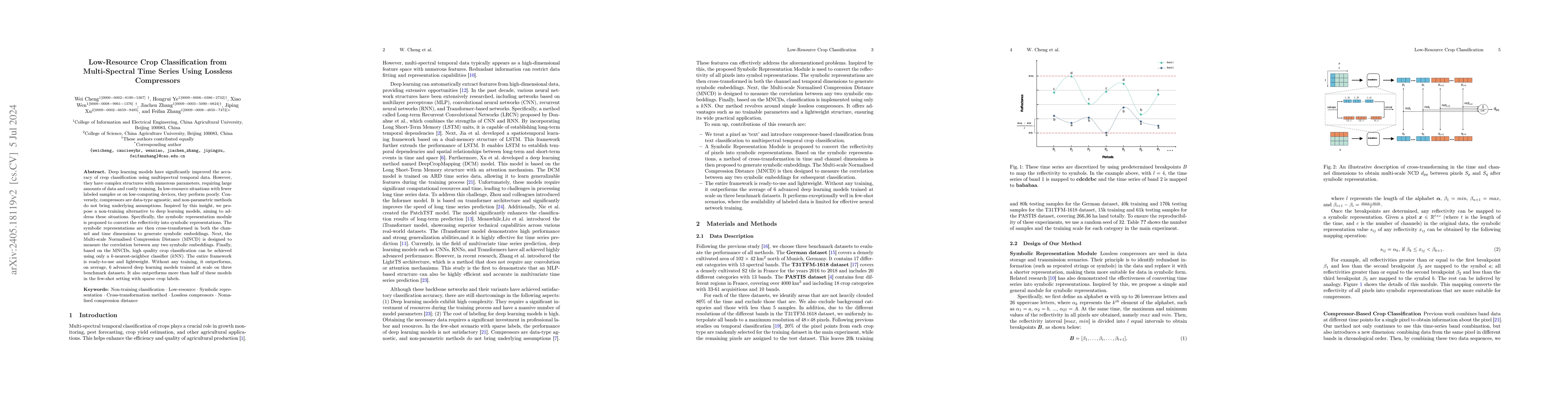 Thumbnail for Low-Resource Crop Classification from Multi-Spectral Time Series Using
  Lossless Compressors