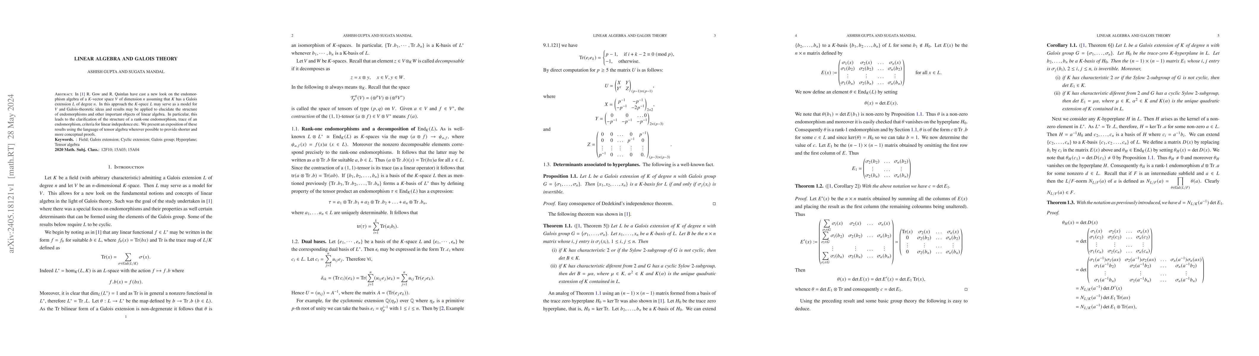 Thumbnail for Linear Algebra and Galois Theory