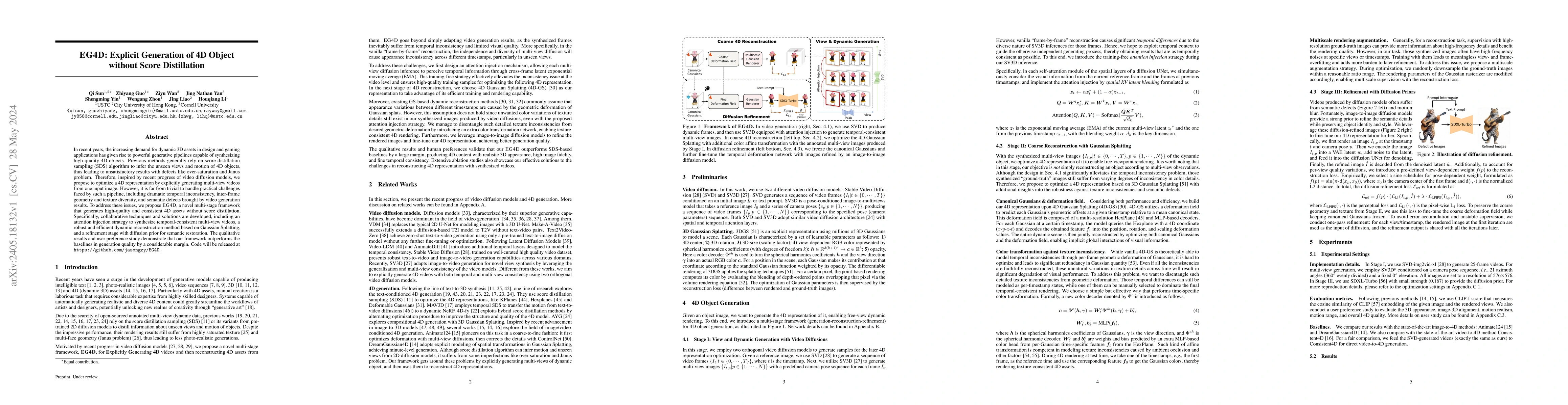 Thumbnail for EG4D: Explicit Generation of 4D Object without Score Distillation