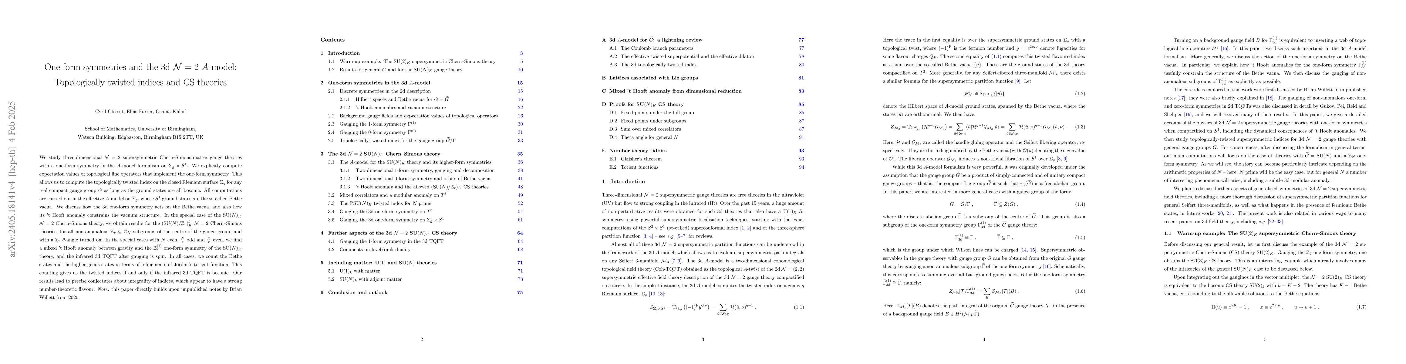 Thumbnail for One-form symmetries and the 3d $\mathcal{N}=2$ $A$-model: Topologically
  twisted indices for any $G$