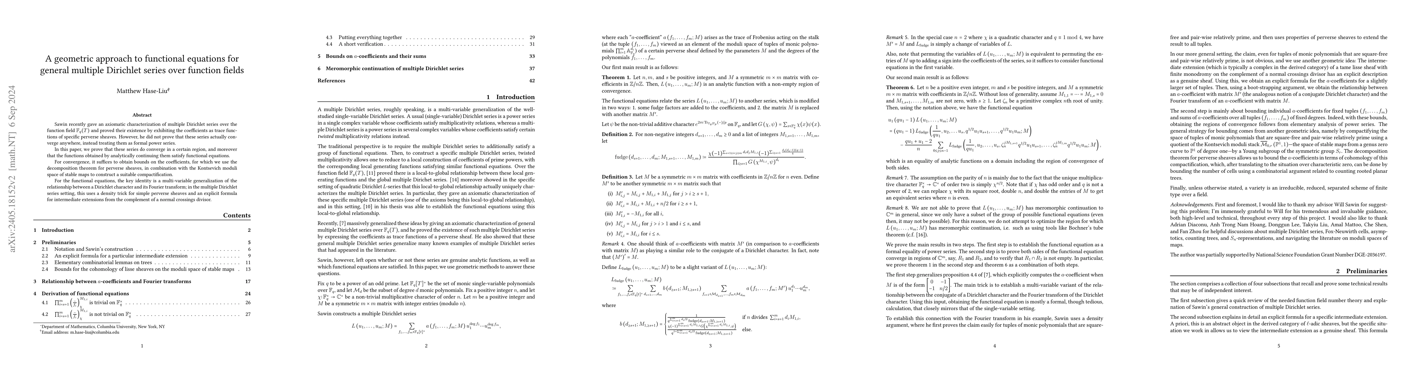Thumbnail for A geometric approach to functional equations for general multiple
  Dirichlet series over function fields