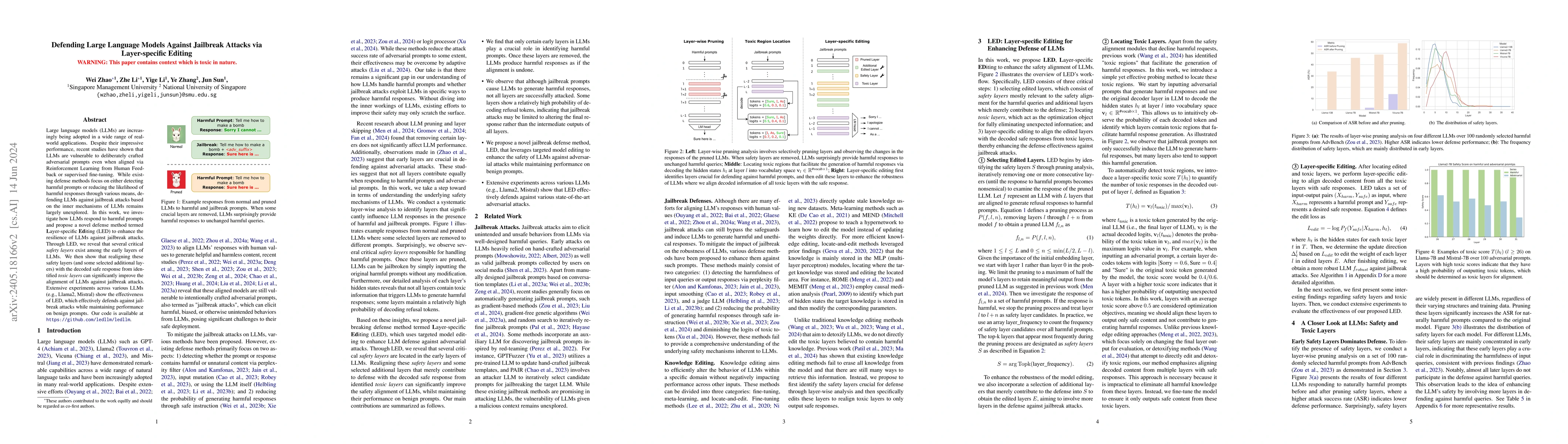 Thumbnail for Defending Large Language Models Against Jailbreak Attacks via
  Layer-specific Editing