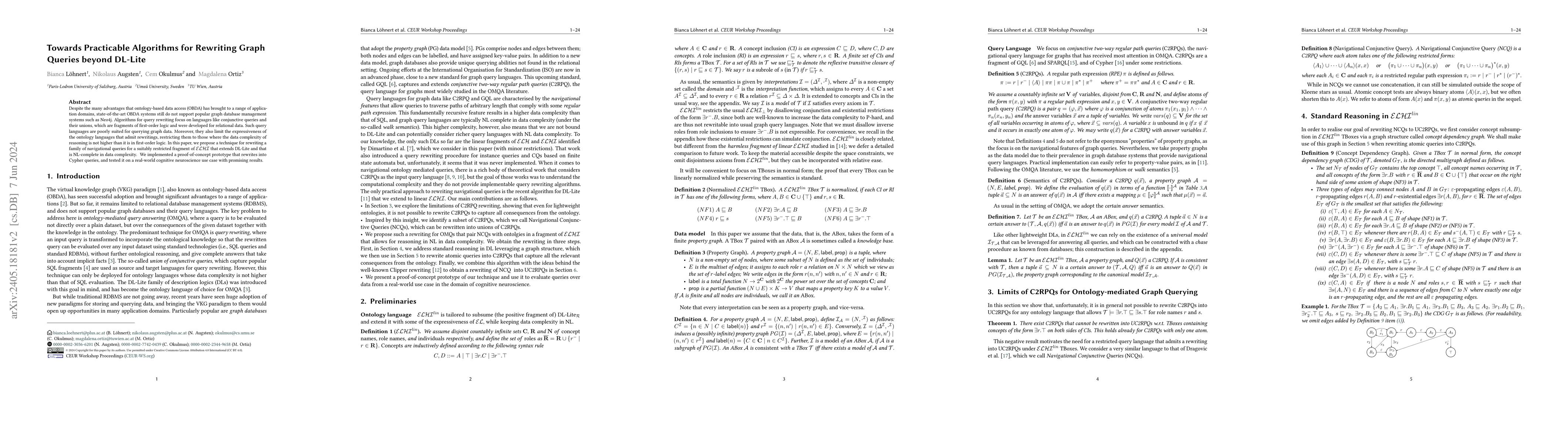 Thumbnail for Towards Practicable Algorithms for Rewriting Graph Queries beyond
  DL-Lite
