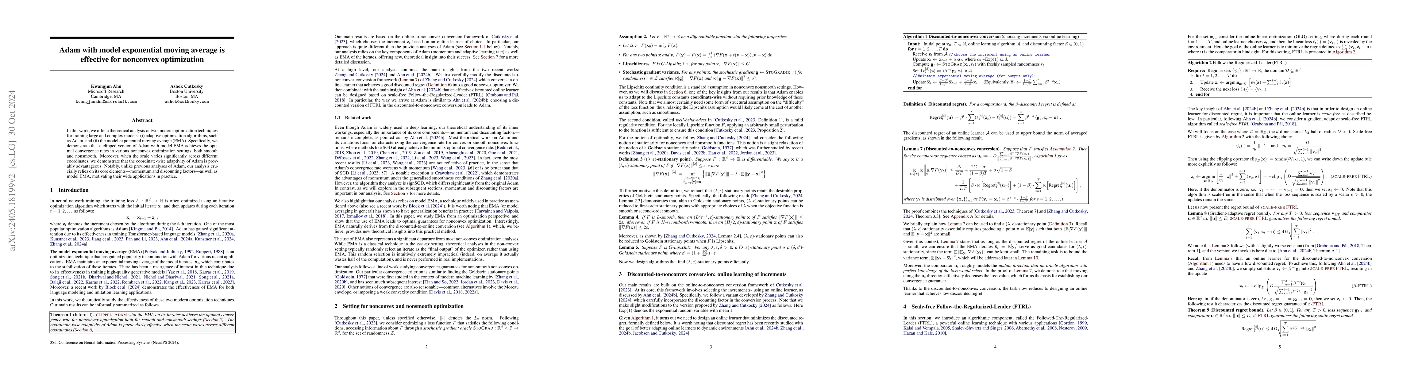 Thumbnail for Adam with model exponential moving average is effective for nonconvex
  optimization
