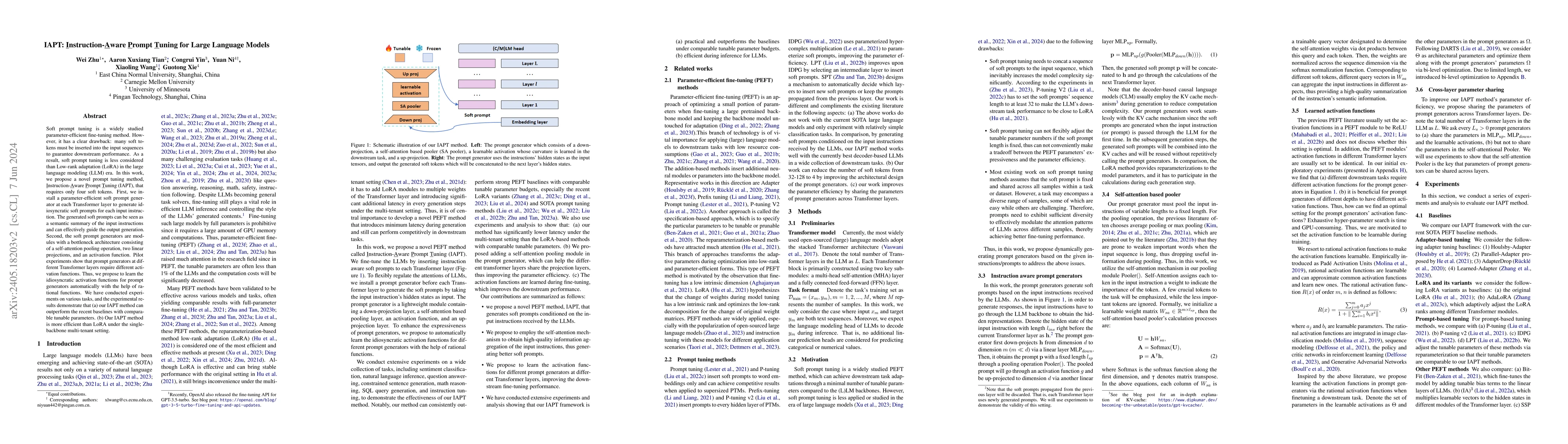 Thumbnail for IAPT: Instruction-Aware Prompt Tuning for Large Language Models