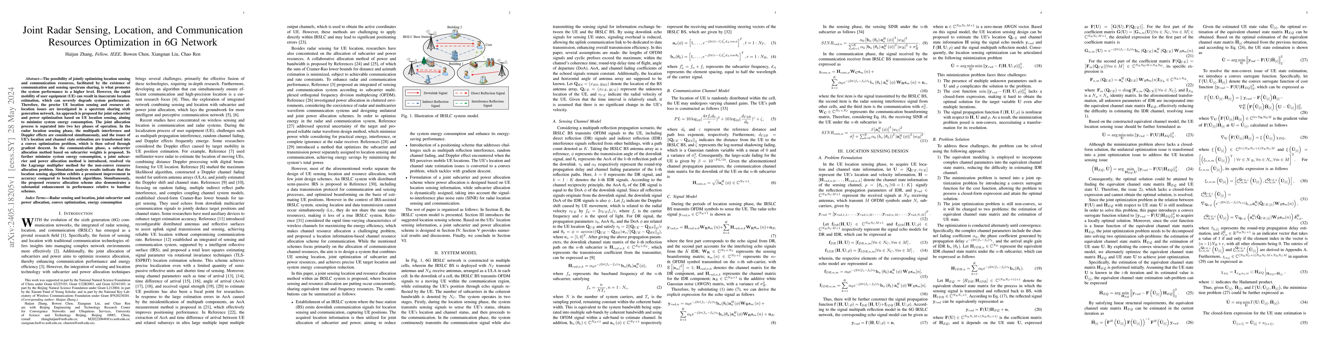 Thumbnail for Joint Radar Sensing, Location, and Communication Resources Optimization
  in 6G Network