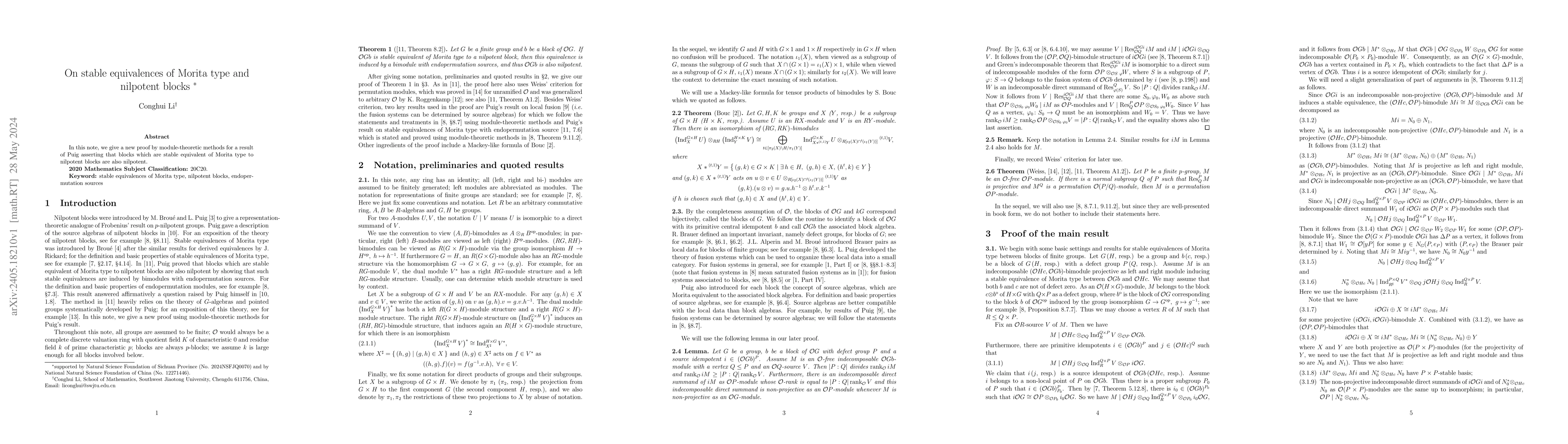 Thumbnail for On stable equivalences of Morita type and nilpotent blocks