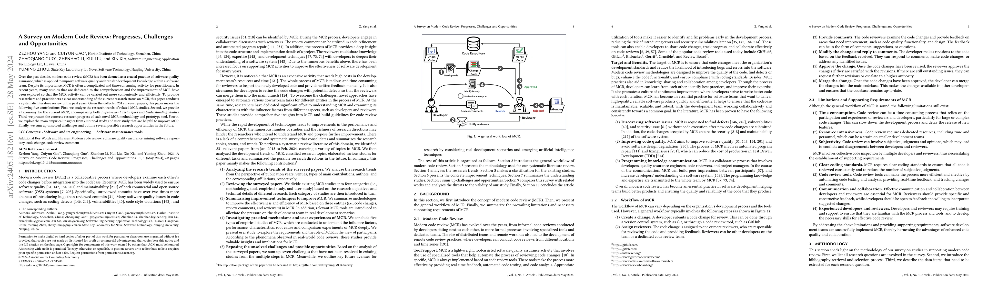 Thumbnail for A Survey on Modern Code Review: Progresses, Challenges and Opportunities