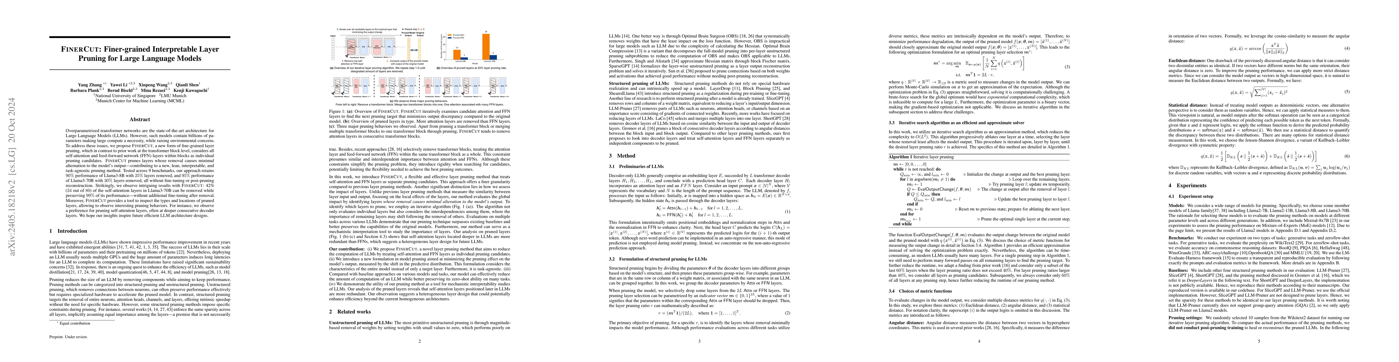 Thumbnail for FinerCut: Finer-grained Interpretable Layer Pruning for Large Language
  Models
