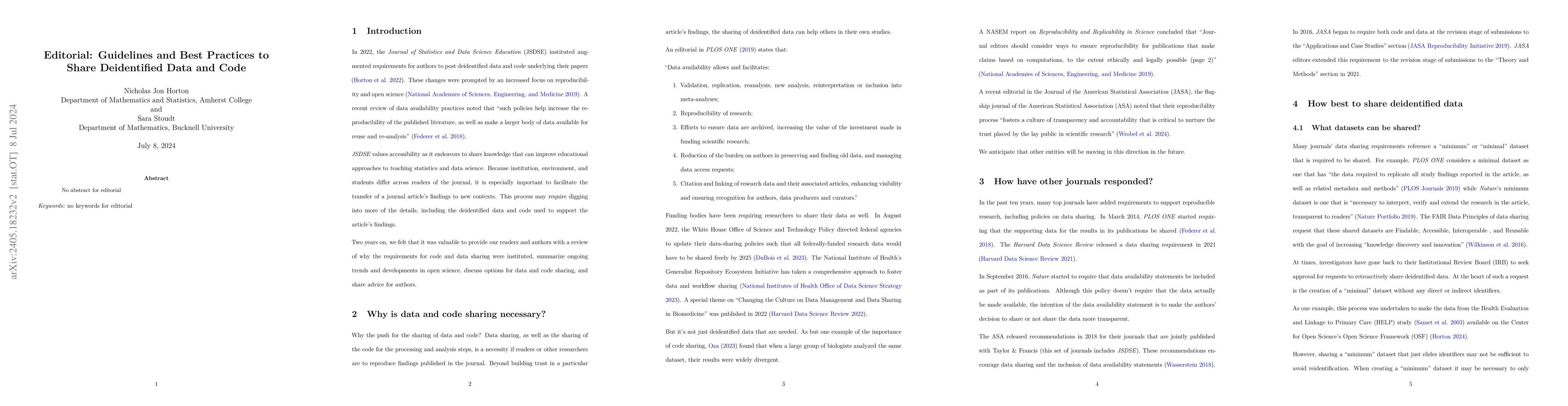 Thumbnail for Guidelines and Best Practices to Share Deidentified Data and Code