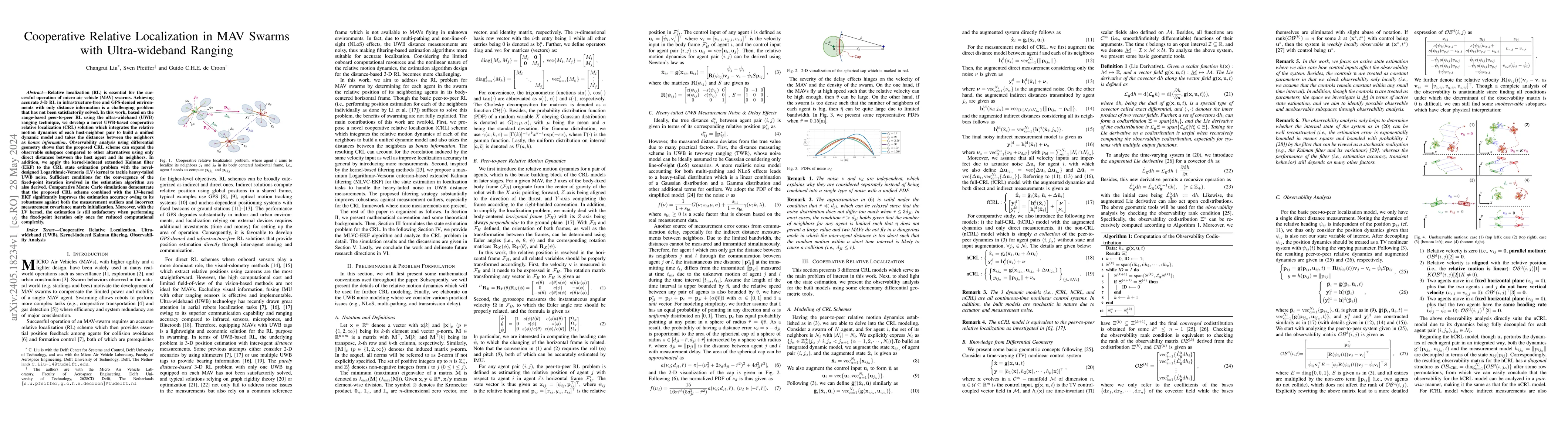 Thumbnail for Cooperative Relative Localization in MAV Swarms with Ultra-wideband
  Ranging