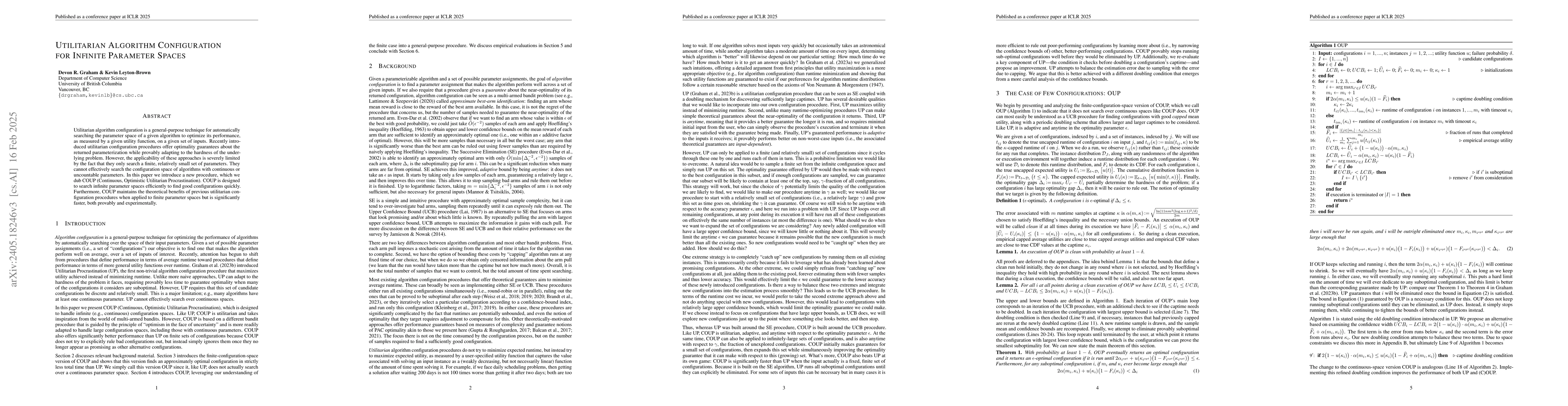 Thumbnail for Utilitarian Algorithm Configuration for Infinite Parameter Spaces