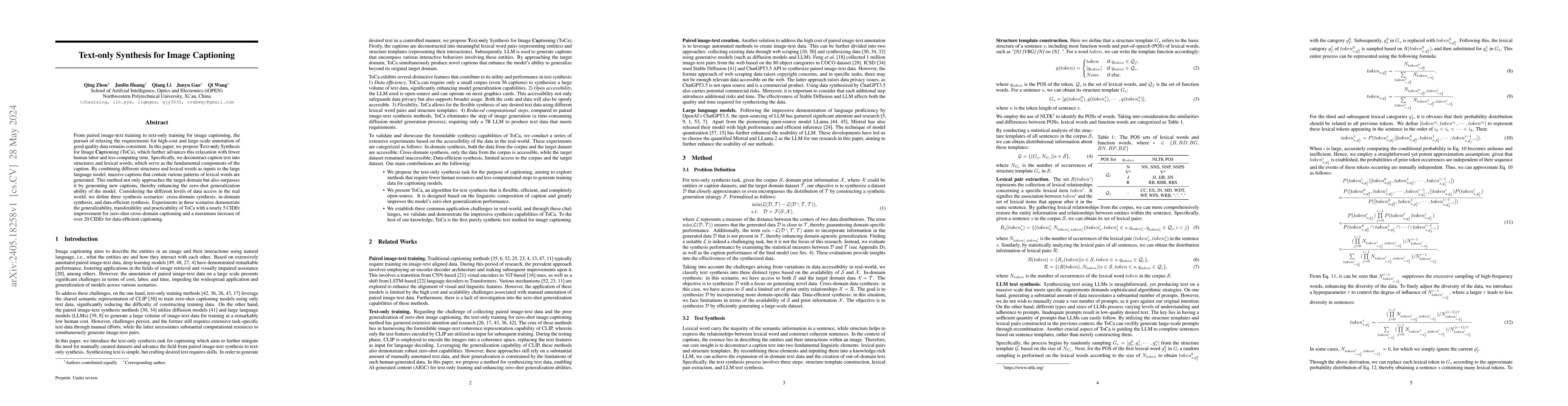 Thumbnail for Text-only Synthesis for Image Captioning