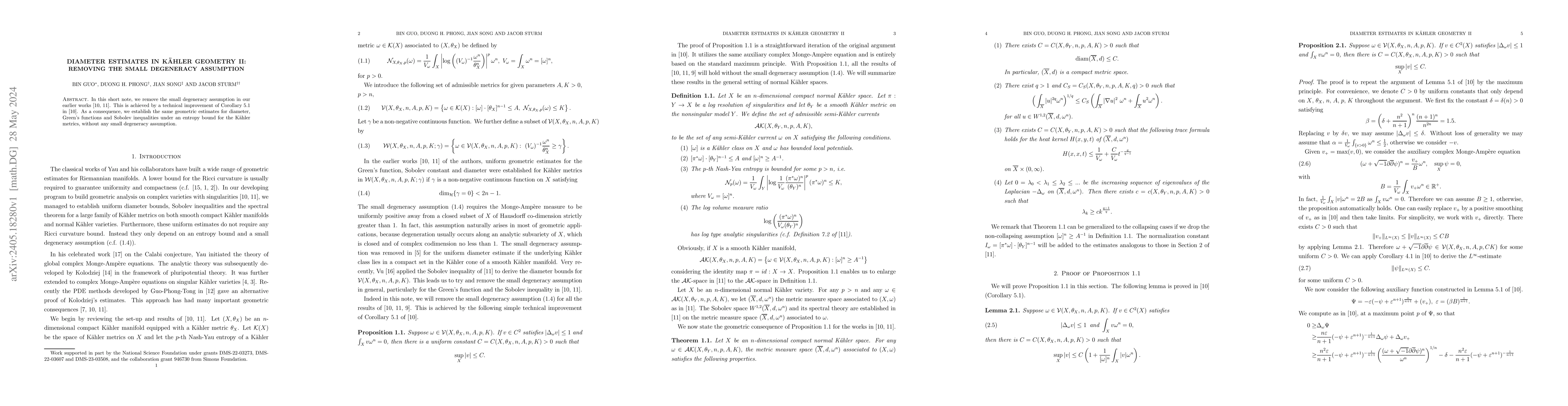 Thumbnail for Diameter estimates in K\"ahler geometry II: removing the small
  degeneracy assumption