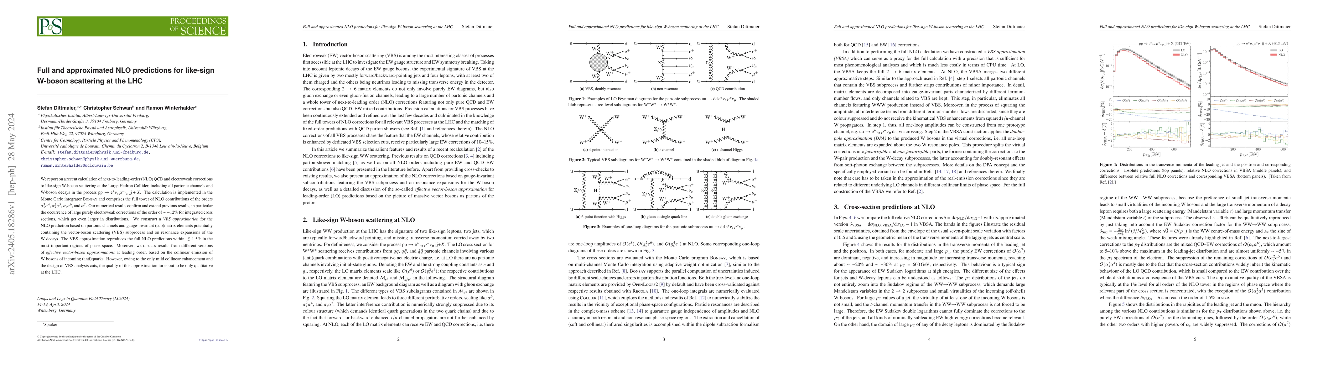Thumbnail for Full and approximated NLO predictions for like-sign W-boson scattering
  at the LHC