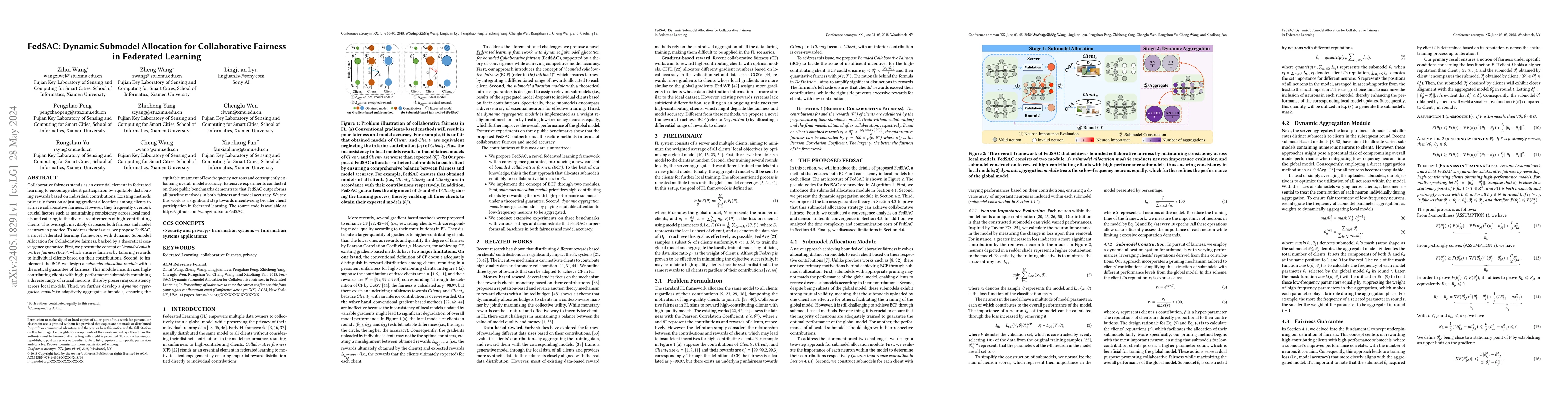 Thumbnail for FedSAC: Dynamic Submodel Allocation for Collaborative Fairness in
  Federated Learning