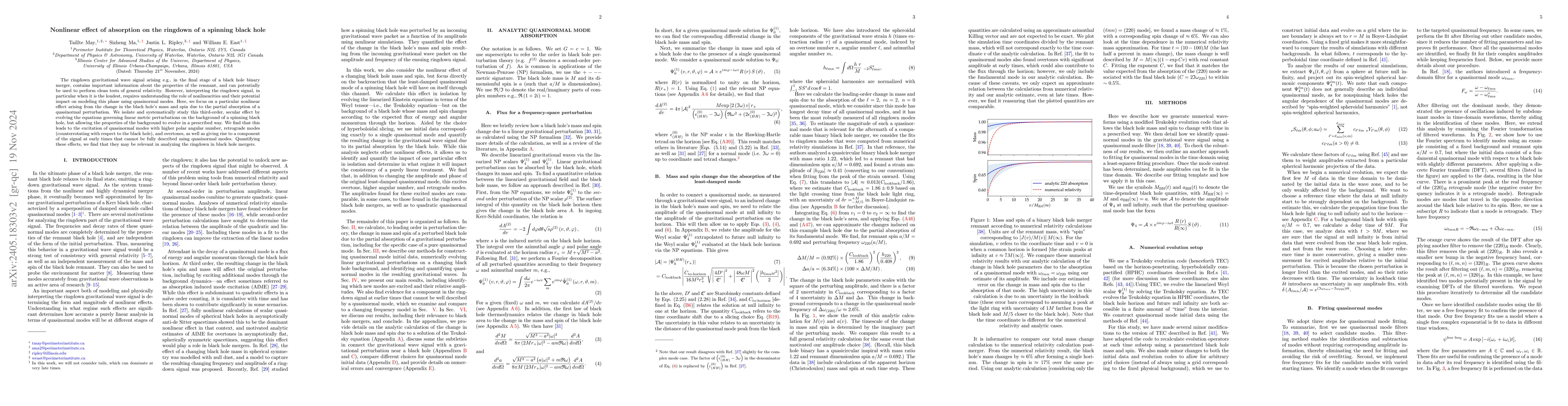 Thumbnail for Nonlinear effect of absorption on the ringdown of a spinning black hole