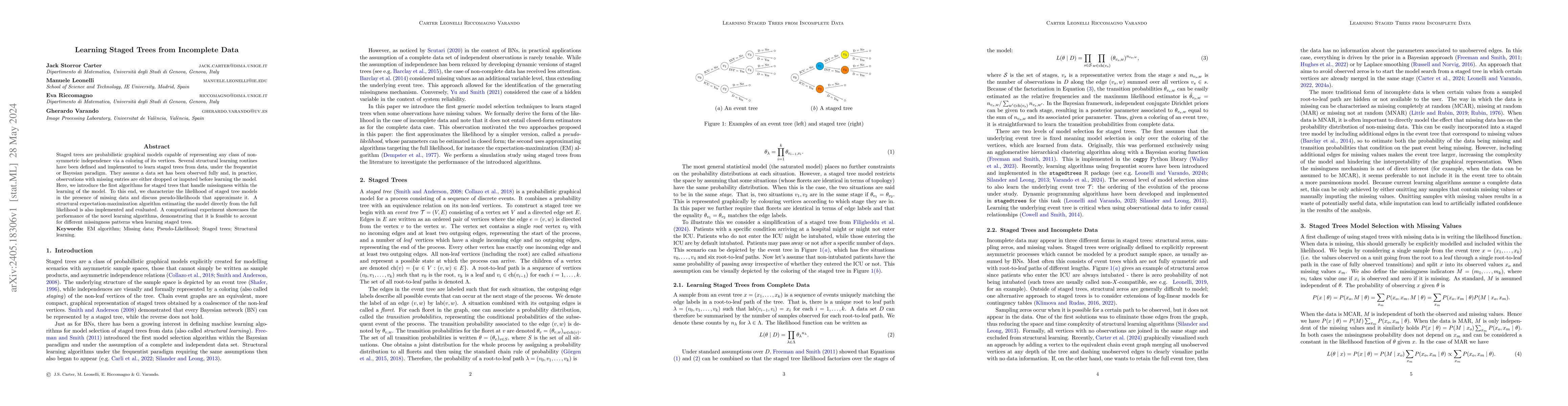 Thumbnail for Learning Staged Trees from Incomplete Data