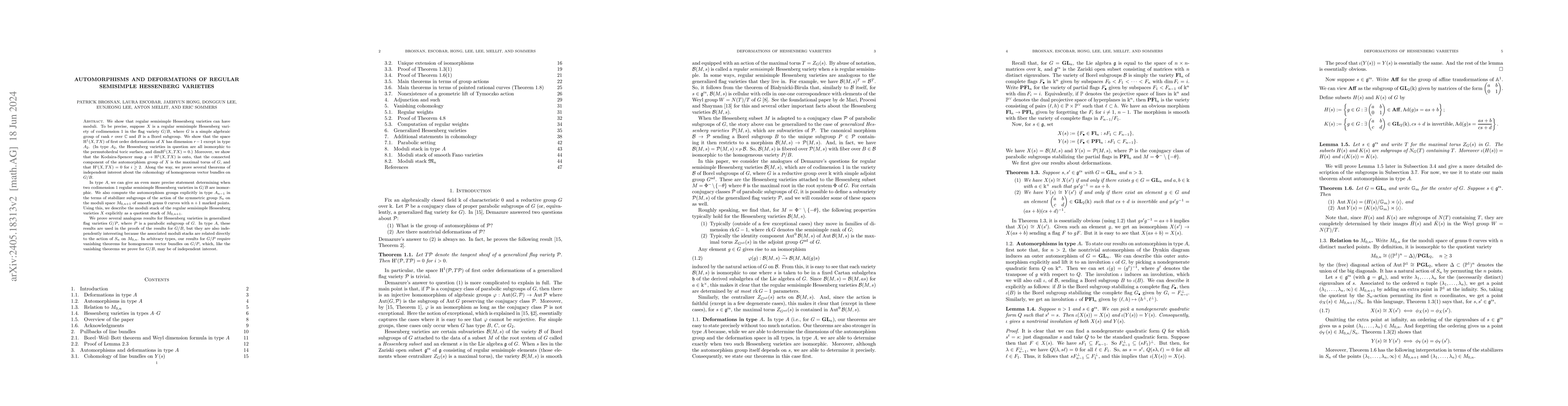 Thumbnail for Automorphisms and deformations of regular semisimple Hessenberg
  varieties
