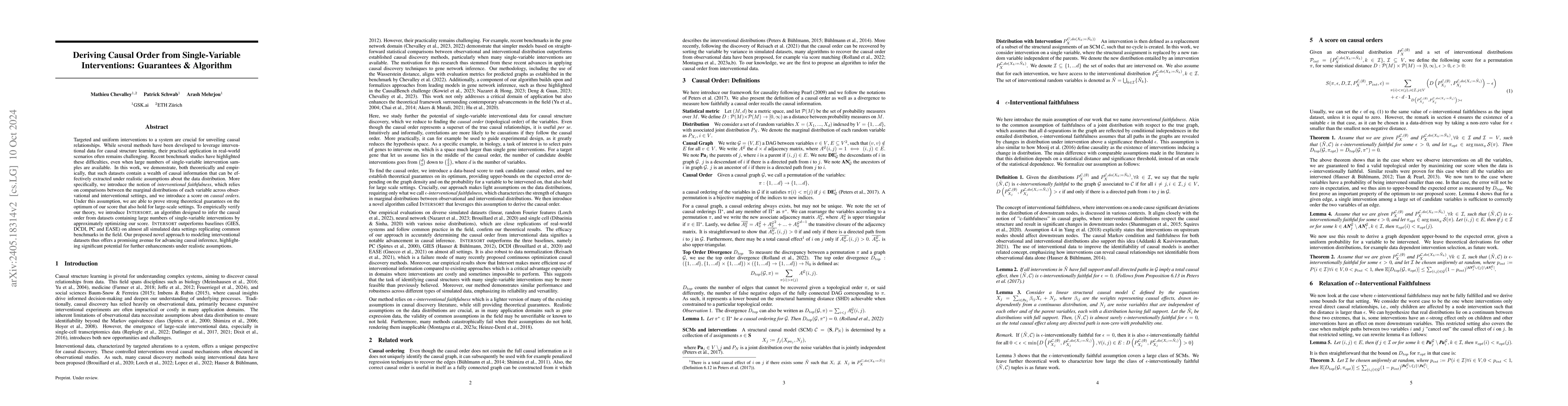 Thumbnail for Deriving Causal Order from Single-Variable Interventions: Guarantees &
  Algorithm