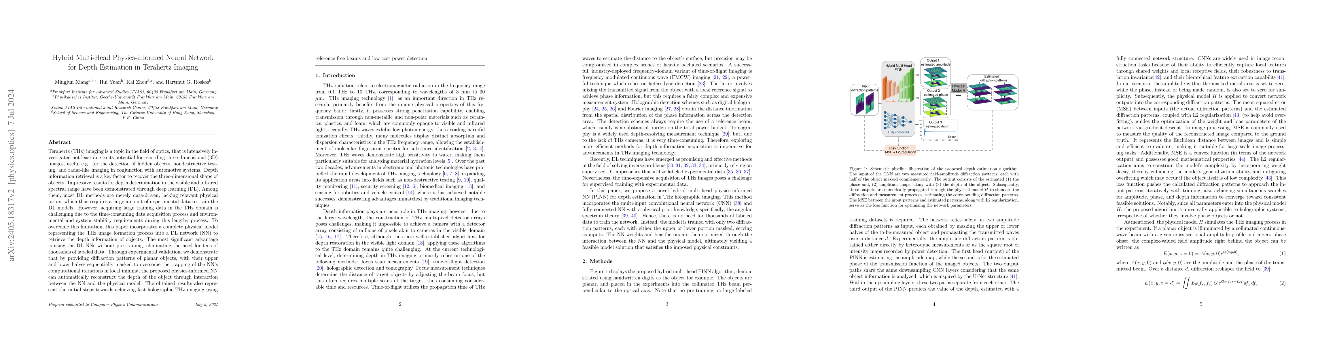 Thumbnail for Hybrid Multi-Head Physics-informed Neural Network for Depth Estimation
  in Terahertz Imaging