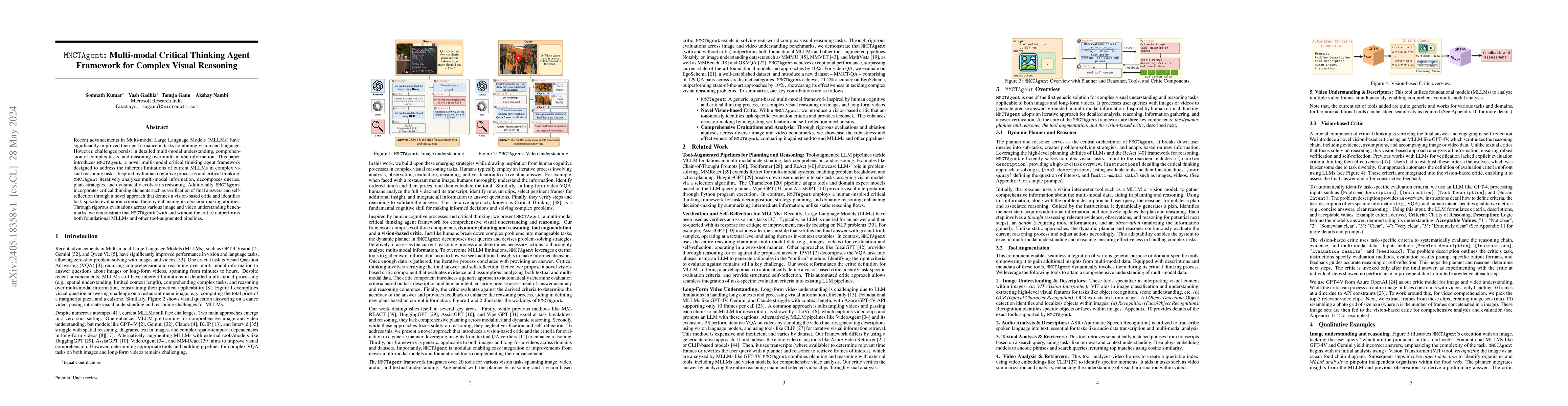 Thumbnail for MMCTAgent: Multi-modal Critical Thinking Agent Framework for Complex
  Visual Reasoning