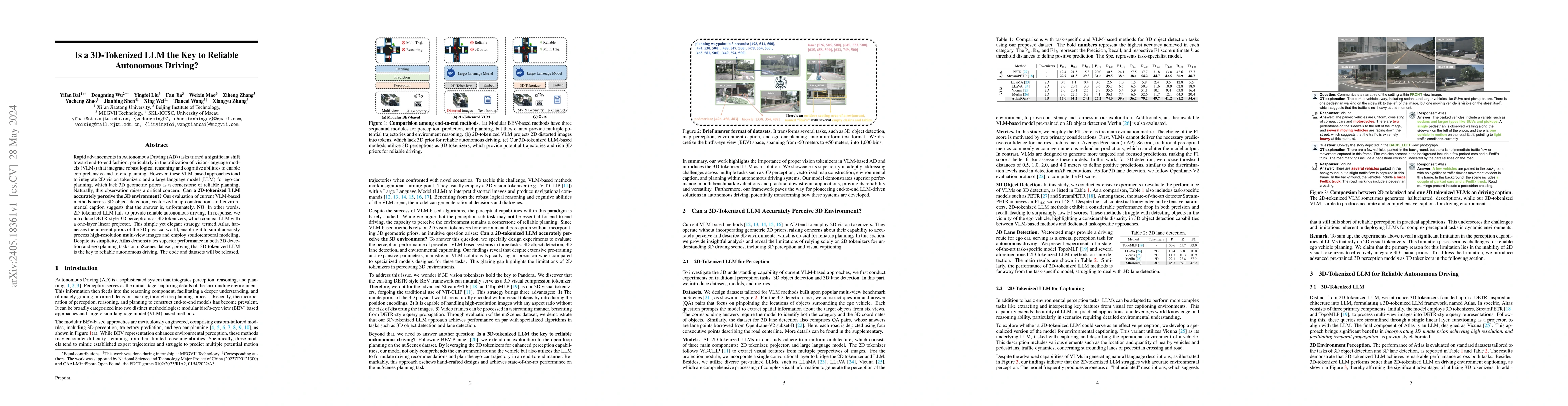 Thumbnail for Is a 3D-Tokenized LLM the Key to Reliable Autonomous Driving?