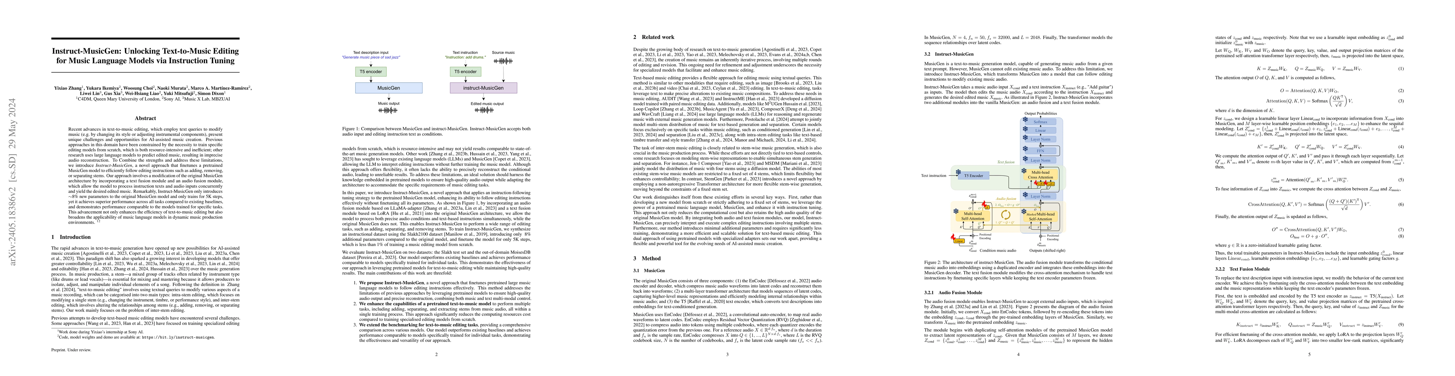 Thumbnail for Instruct-MusicGen: Unlocking Text-to-Music Editing for Music Language
  Models via Instruction Tuning