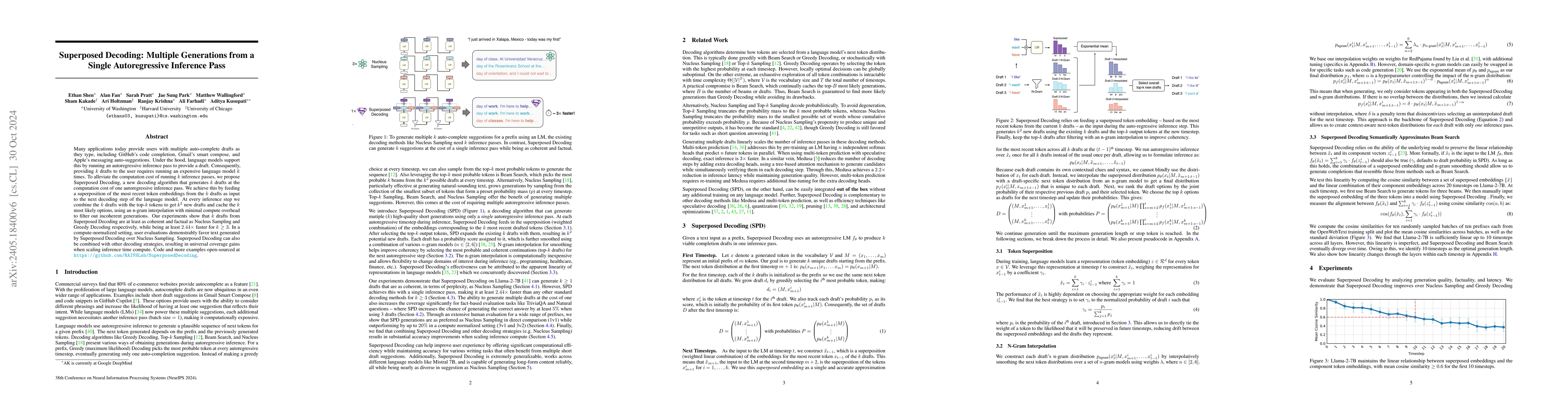 Thumbnail for Superposed Decoding: Multiple Generations from a Single Autoregressive
  Inference Pass