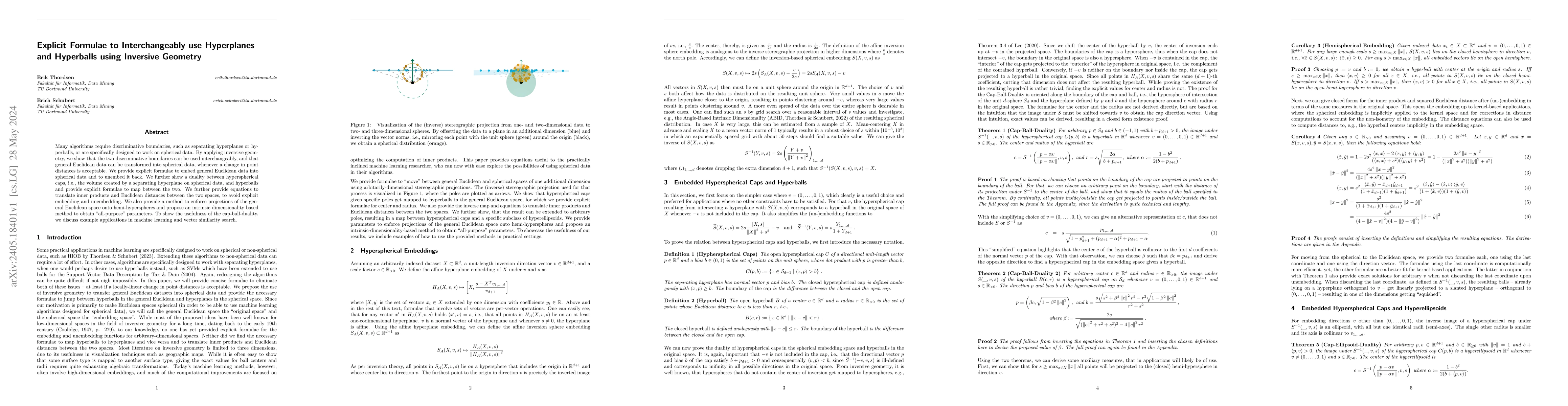 Thumbnail for Explicit Formulae to Interchangeably use Hyperplanes and Hyperballs
  using Inversive Geometry