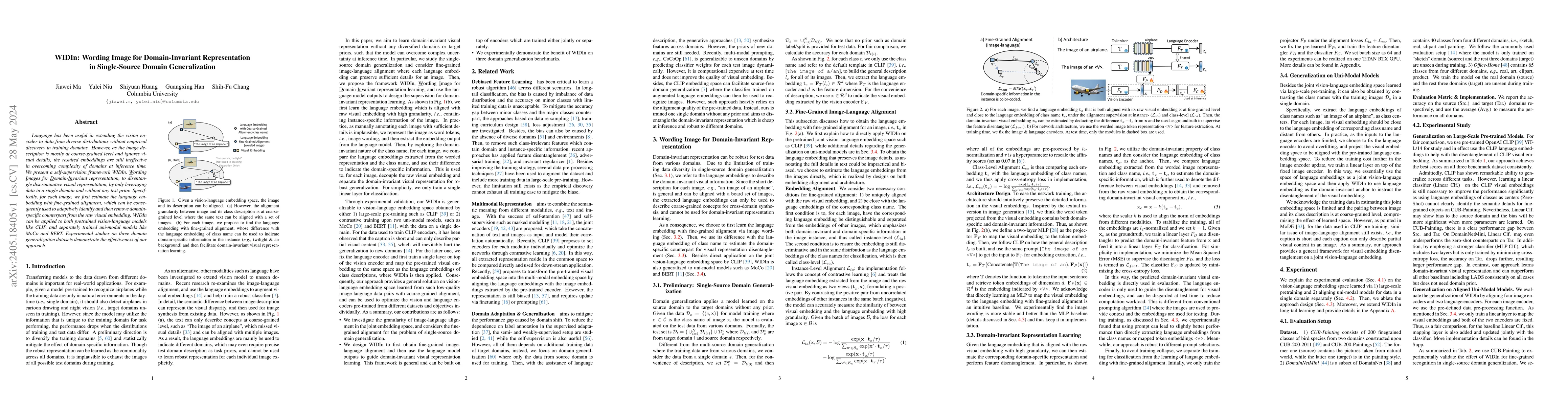 Thumbnail for WIDIn: Wording Image for Domain-Invariant Representation in
  Single-Source Domain Generalization
