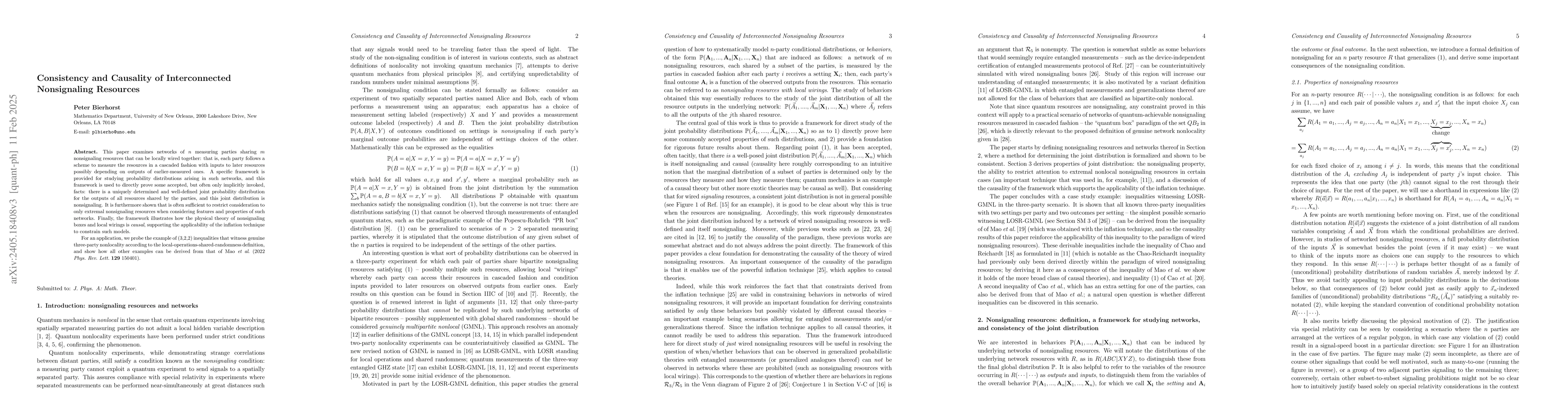 Thumbnail for Consistency and Causality of Interconnected Nonsignaling Resources
