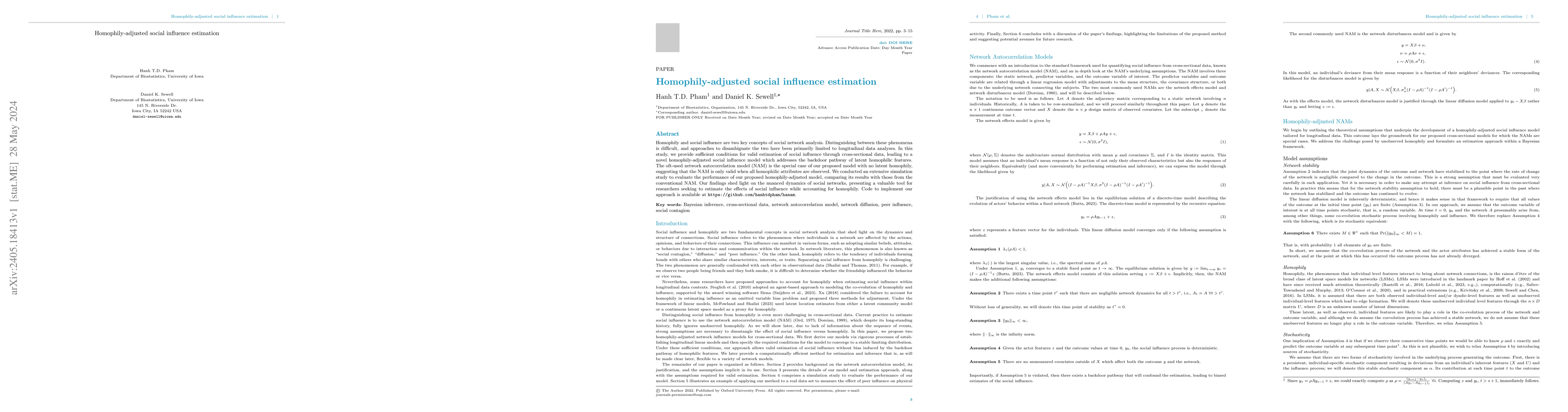 Thumbnail for Homophily-adjusted social influence estimation