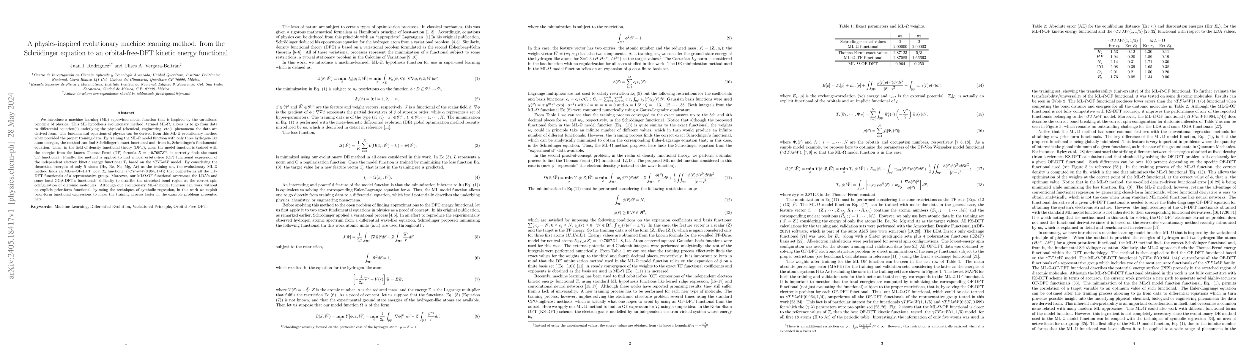 Thumbnail for A physics-inspired evolutionary machine learning method: from the
  Schr\"odinger equation to an orbital-free-DFT kinetic energy functional