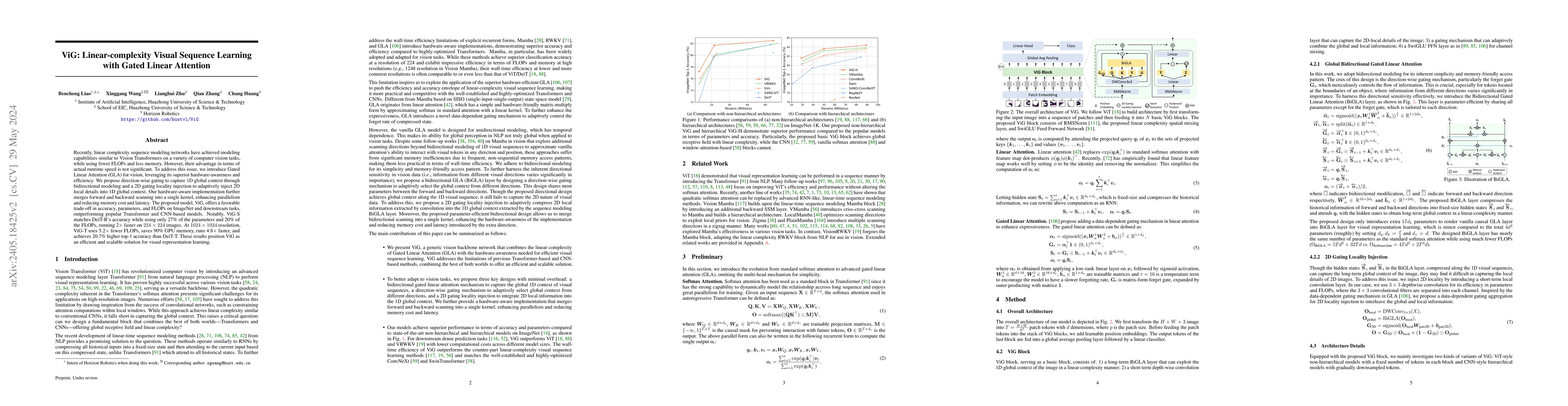 Thumbnail for ViG: Linear-complexity Visual Sequence Learning with Gated Linear
  Attention