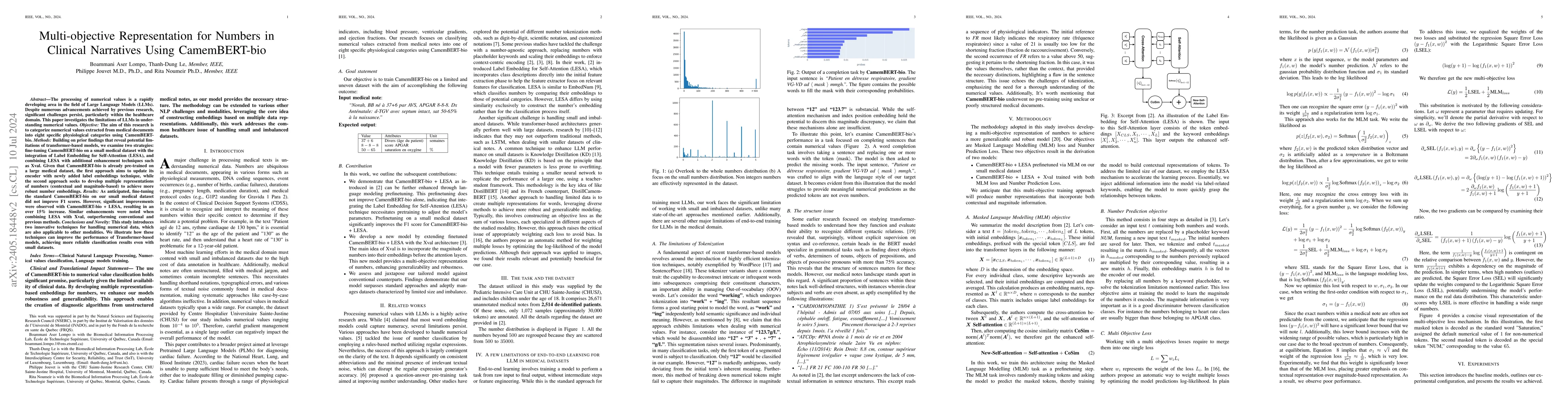 Thumbnail for Multi-objective Representation for Numbers in Clinical Narratives Using
  CamemBERT-bio