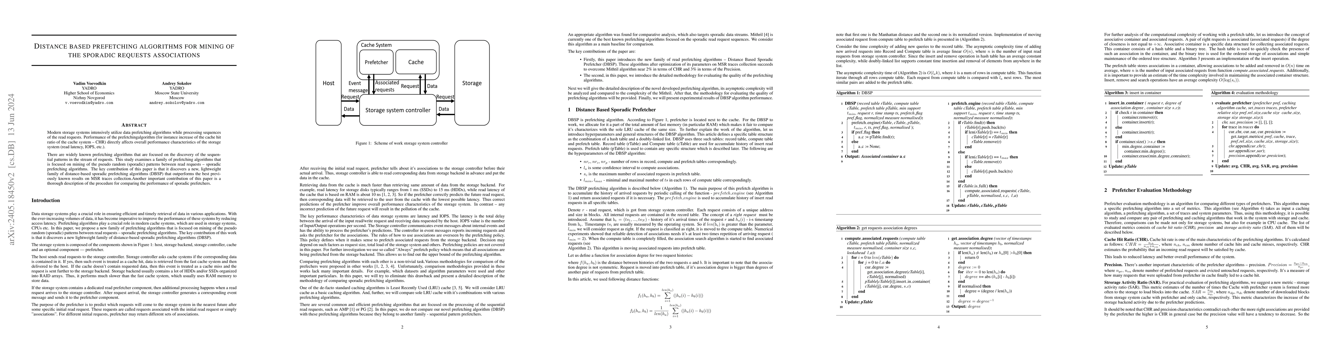 Thumbnail for Distance based prefetching algorithms for mining of the sporadic
  requests associations