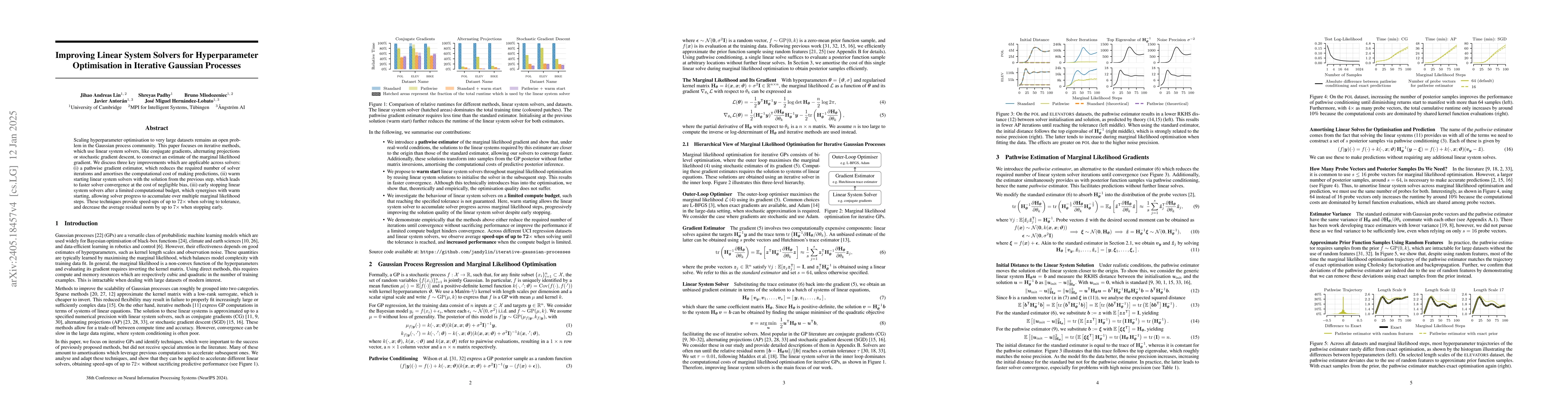 Thumbnail for Improving Linear System Solvers for Hyperparameter Optimisation in
  Iterative Gaussian Processes