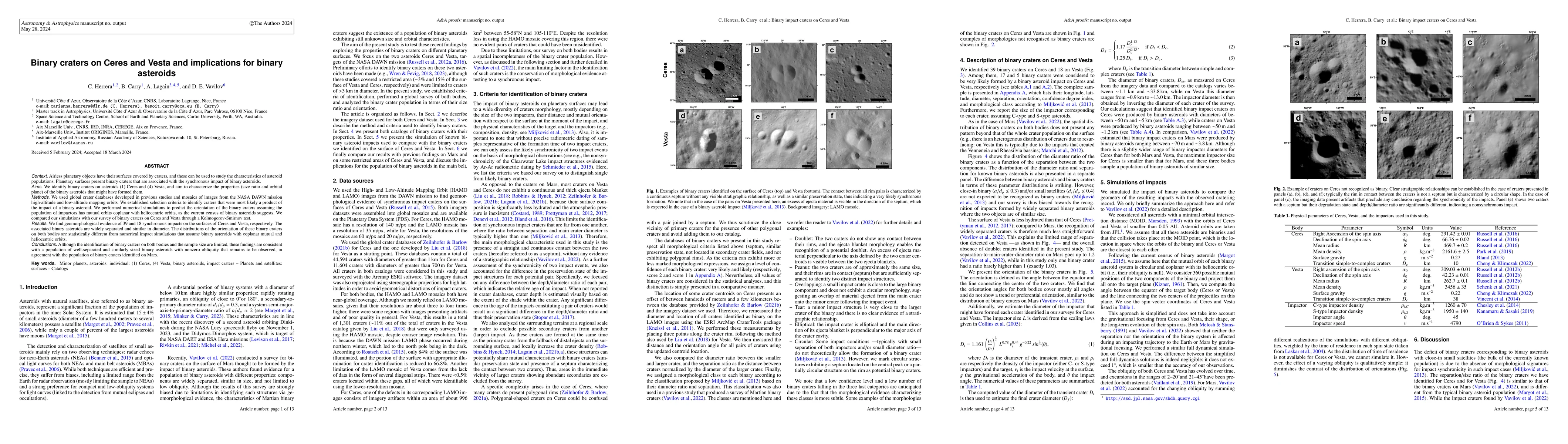 Thumbnail for Binary craters on Ceres and Vesta and implications for binary asteroids