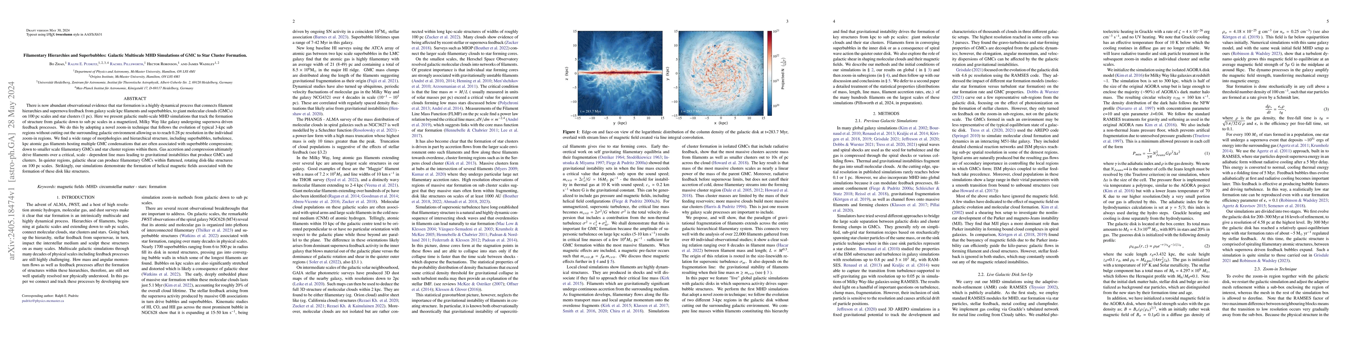 Thumbnail for Filamentary Hierarchies and Superbubbles: Galactic Multiscale MHD
  Simulations of GMC to Star Cluster Formation