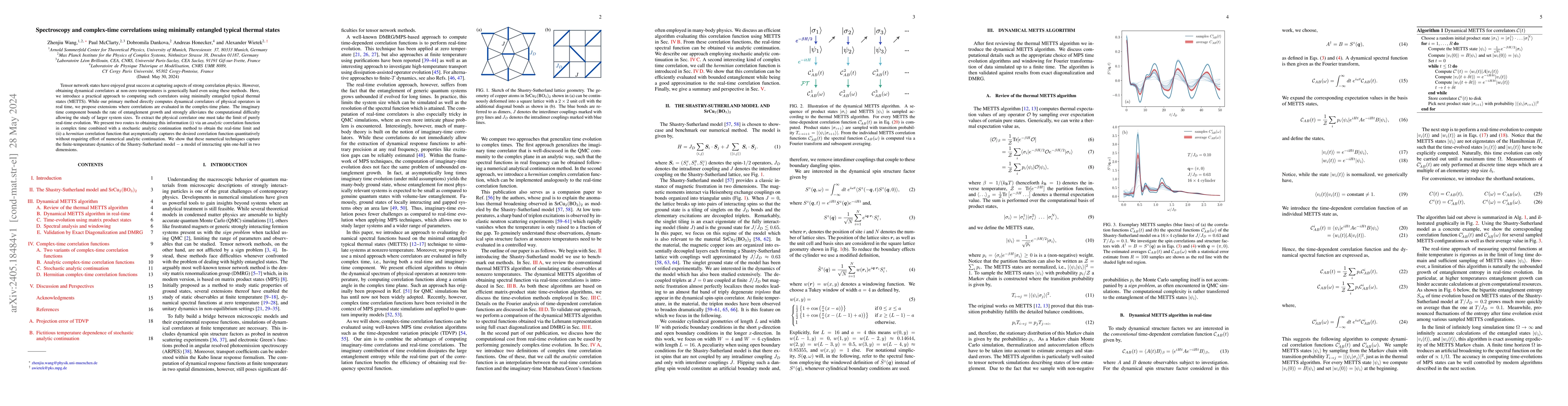 Thumbnail for Spectroscopy and complex-time correlations using minimally entangled
  typical thermal states